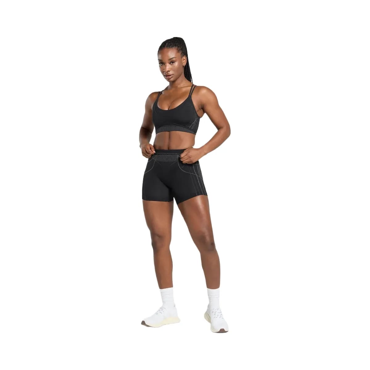 Gymshark Apex Seamless Strappy Sports Bra - Black/Graphite Grey