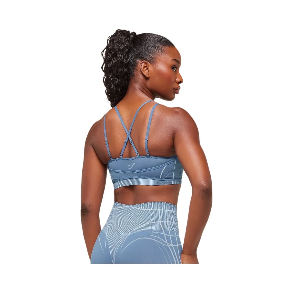 Gymshark Apex Seamless Strappy Sports Bra - Worn Blue/Gentle Blue