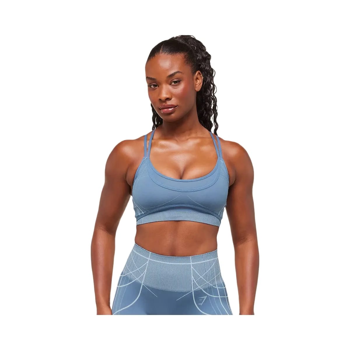 Gymshark Apex Seamless Strappy Sports Bra - Worn Blue/Gentle Blue