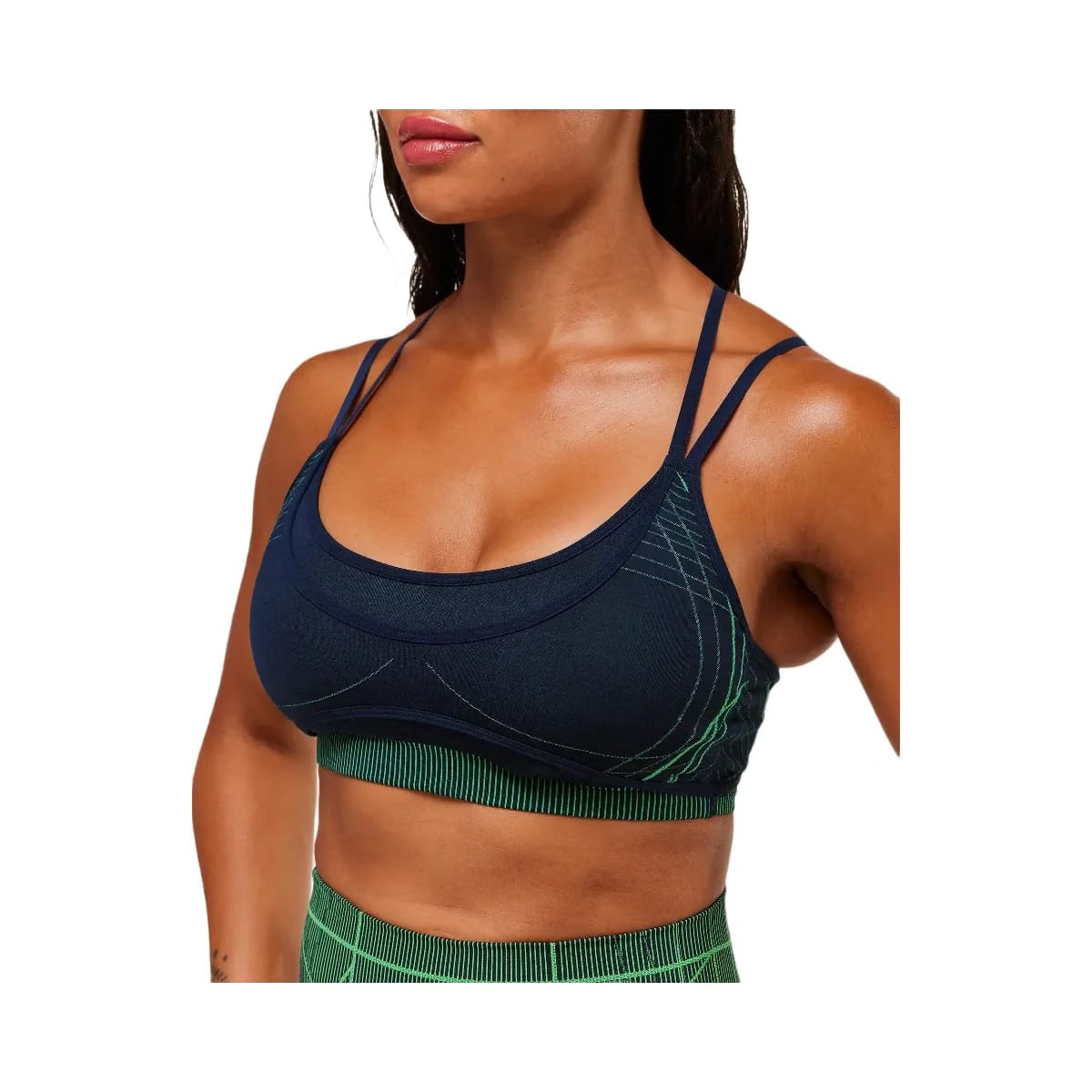 Gymshark Apex Seamless Strappy Sports Bra - Heavy Blue/Active Green