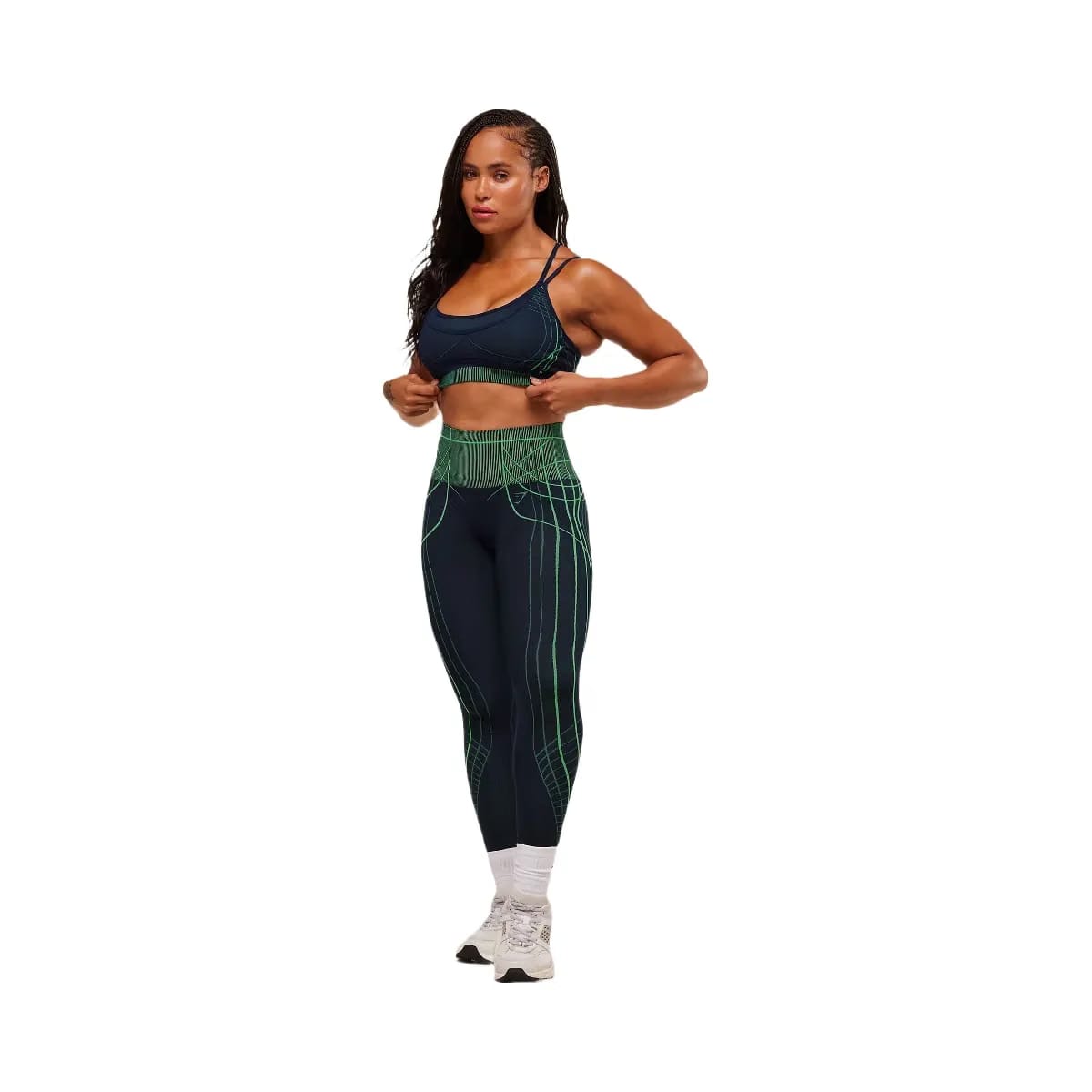 Gymshark Apex Seamless Strappy Sports Bra - Heavy Blue/Active Green