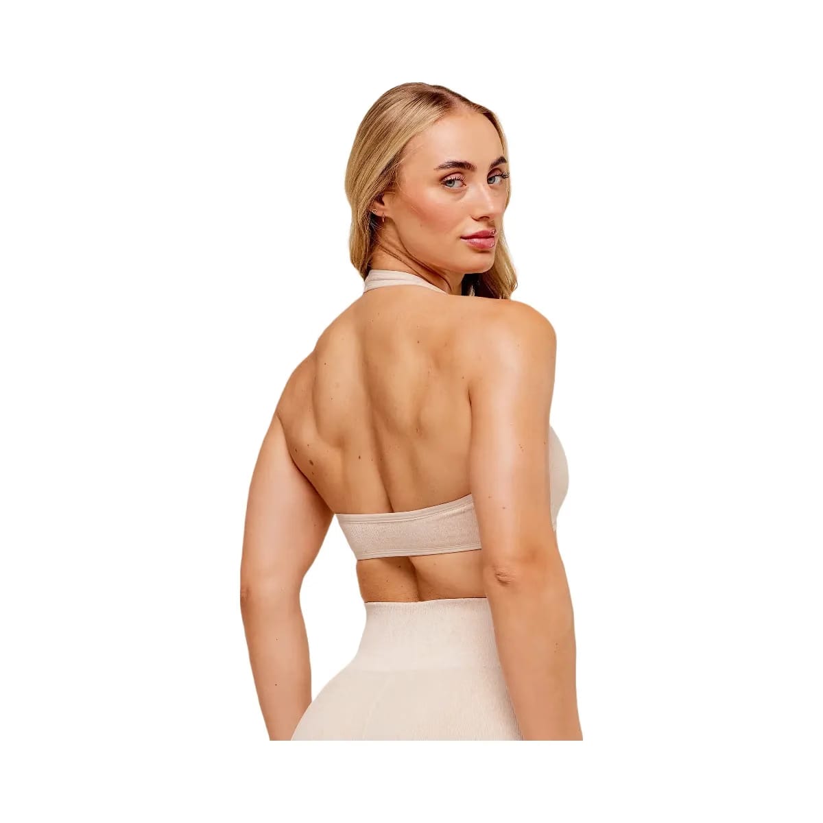Gymshark Adapt Fleck x Whitney Halterneck Sports Bra - Coconut White