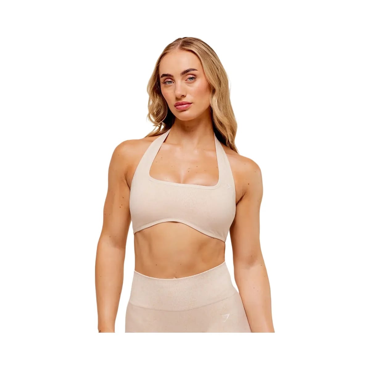 Gymshark Adapt Fleck x Whitney Halterneck Sports Bra - Coconut White