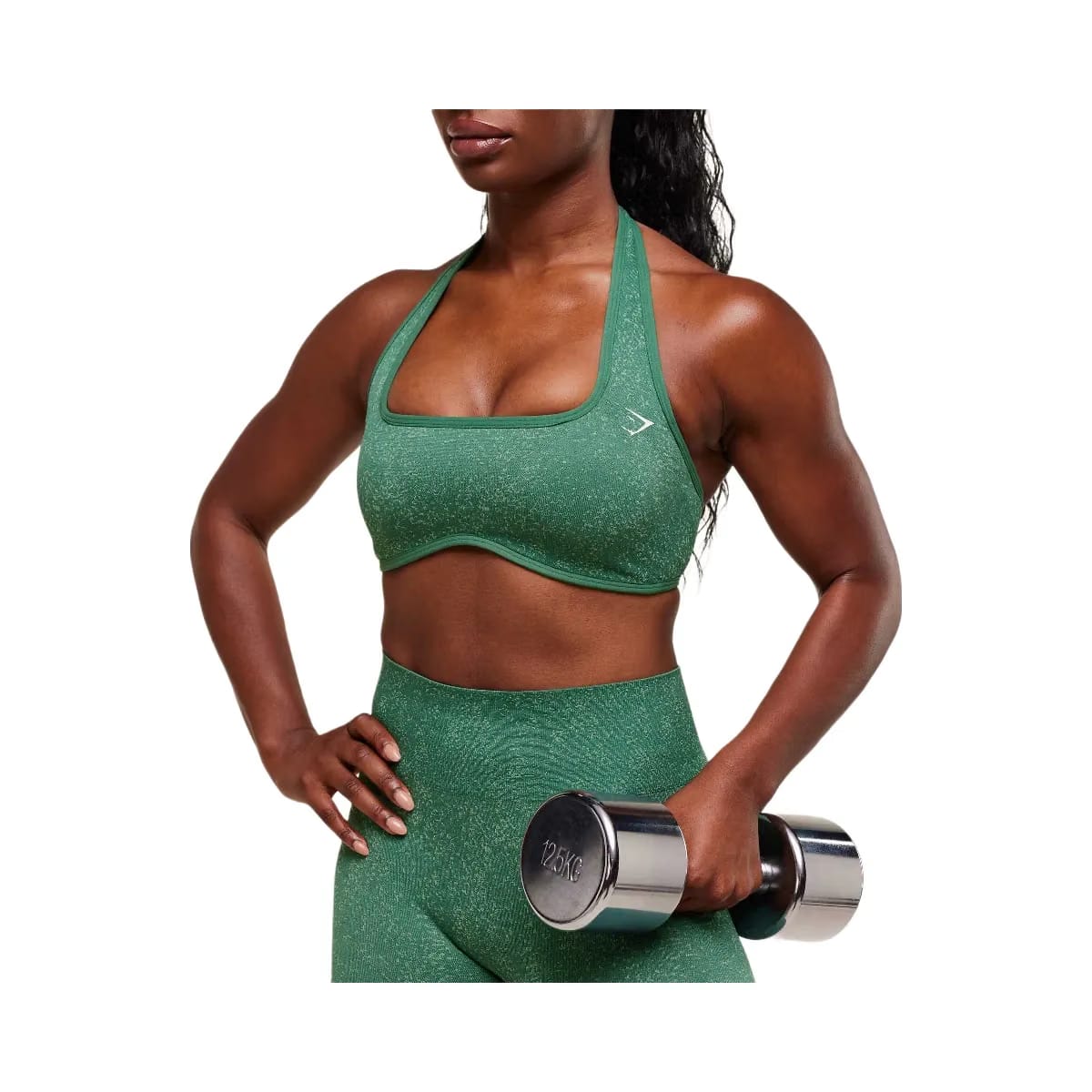 Gymshark Adapt Fleck x Whitney Halterneck Sports Bra - Lift Green/Clay Green