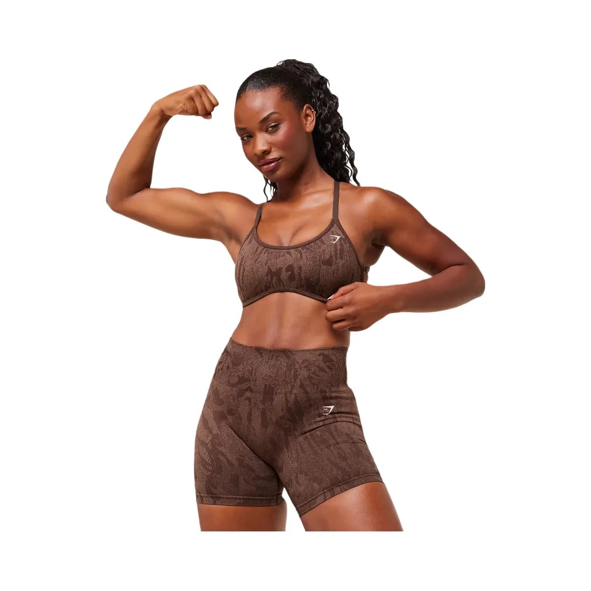 Gymshark Adapt Camo Cross Back Sports Bra - Archive Brown/Soft Brown