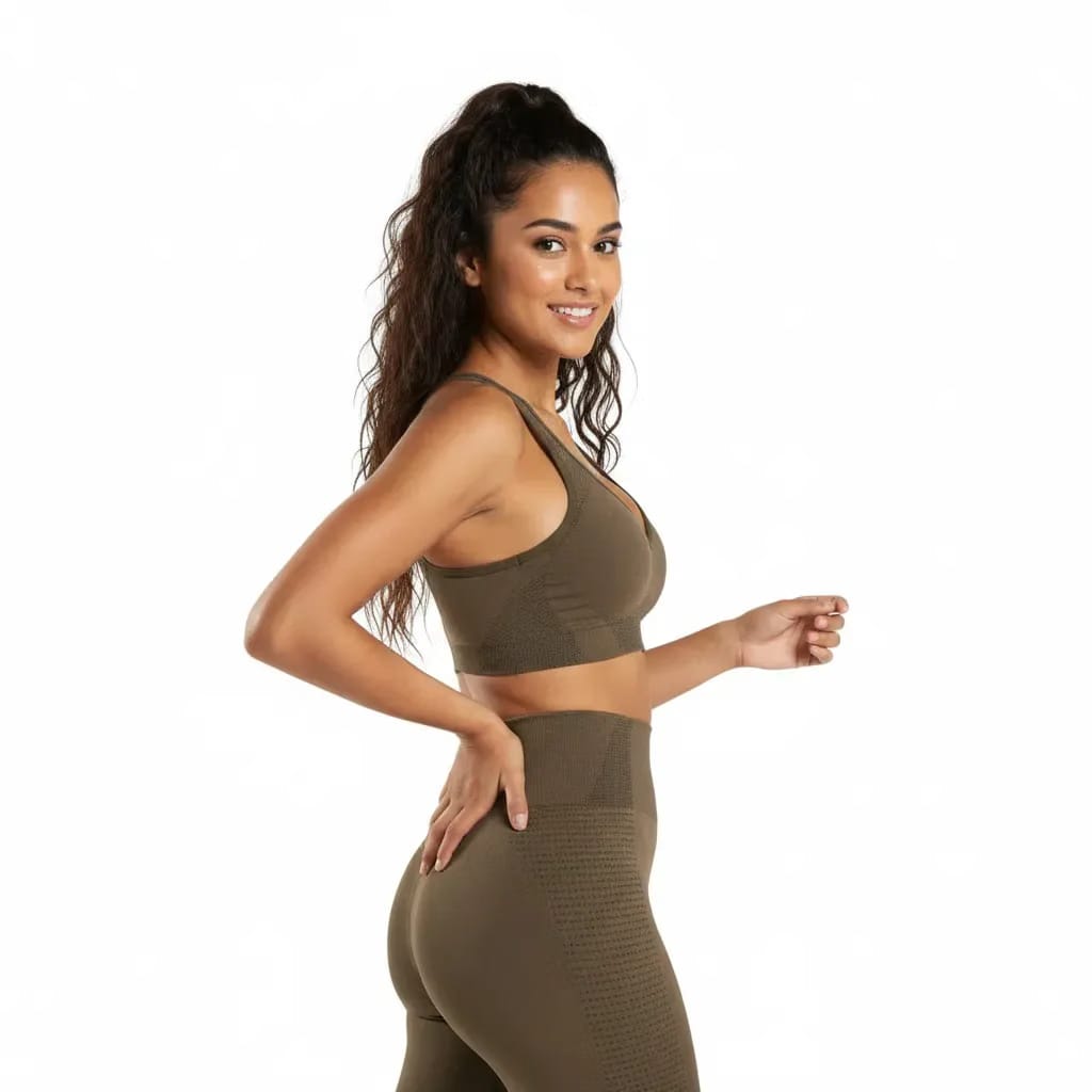 Gymshark Vital V Neck Sports Bra - Espresso Marl
