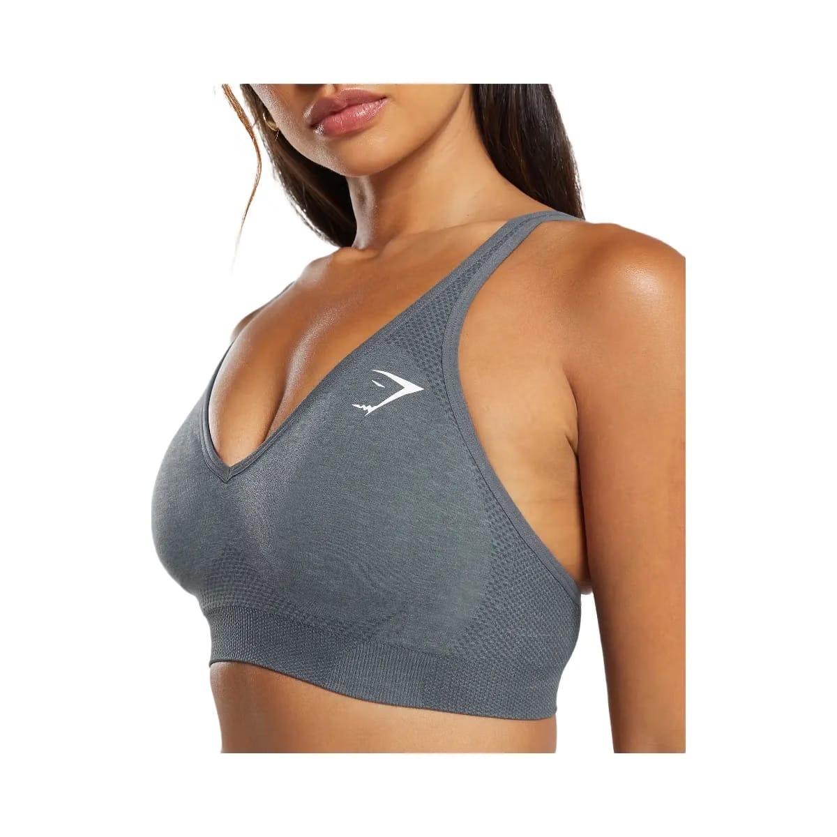 Gymshark Vital V Neck Sports Bra - Strong Grey Marl