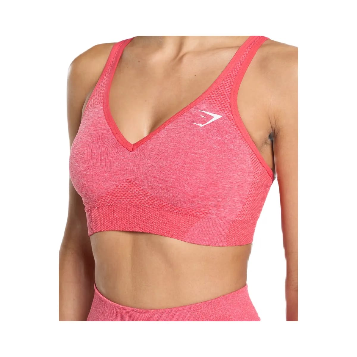 Gymshark Vital V Neck Sports Bra - Coral Red/Marl