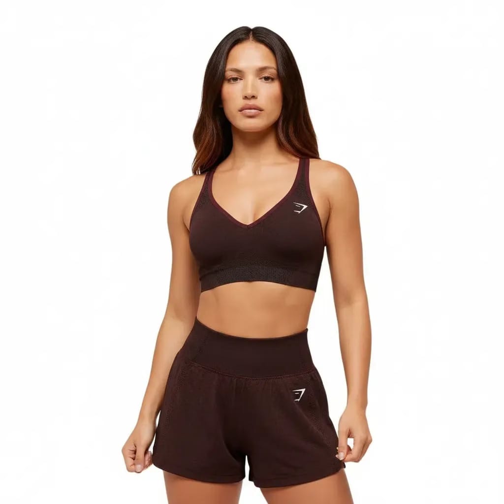 Gymshark Vital V Neck Sports Bra - Rich Maroon/Marl