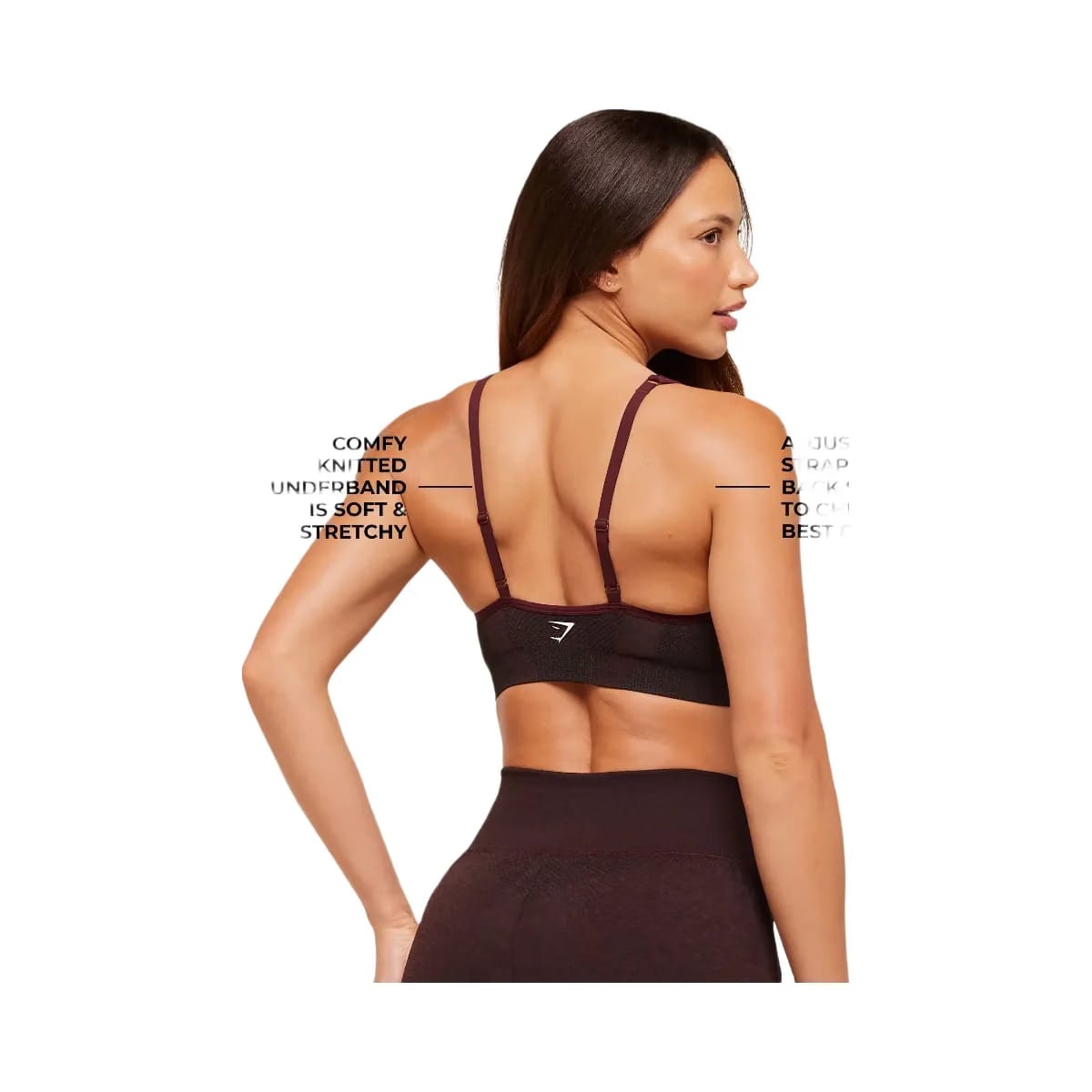 Gymshark Vital V Neck Sports Bra - Rich Maroon/Marl