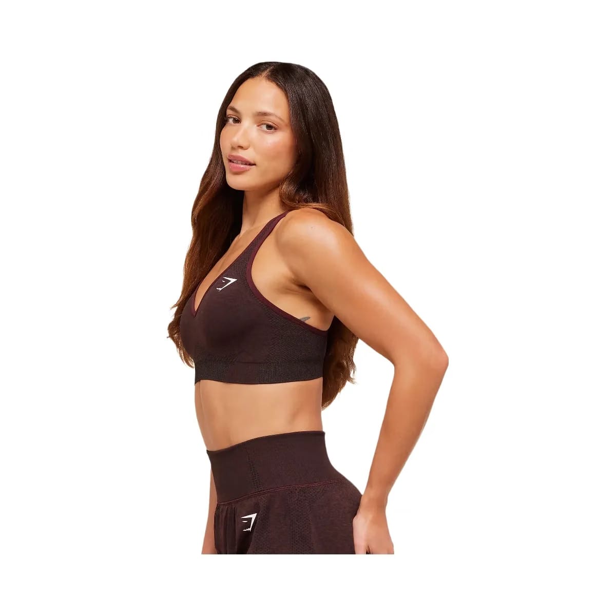 Gymshark Vital V Neck Sports Bra - Rich Maroon/Marl