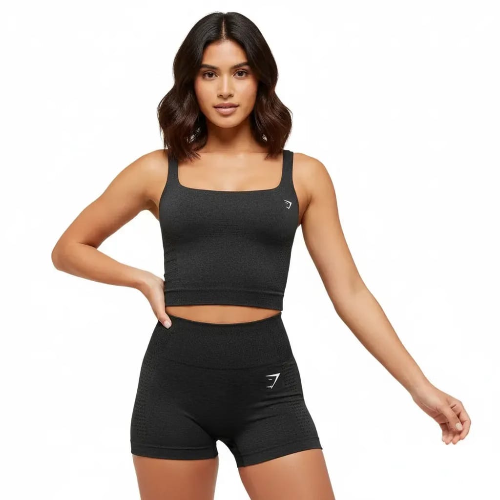 Gymshark Vital Tank With Shelf - Black Marl