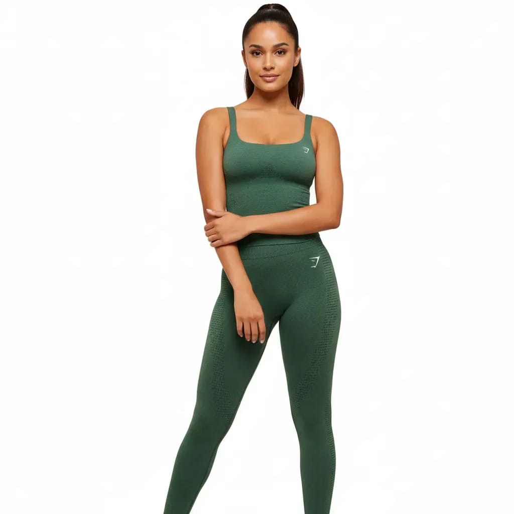 Gymshark Vital Tank With Shelf - Obsidian Green Marl
