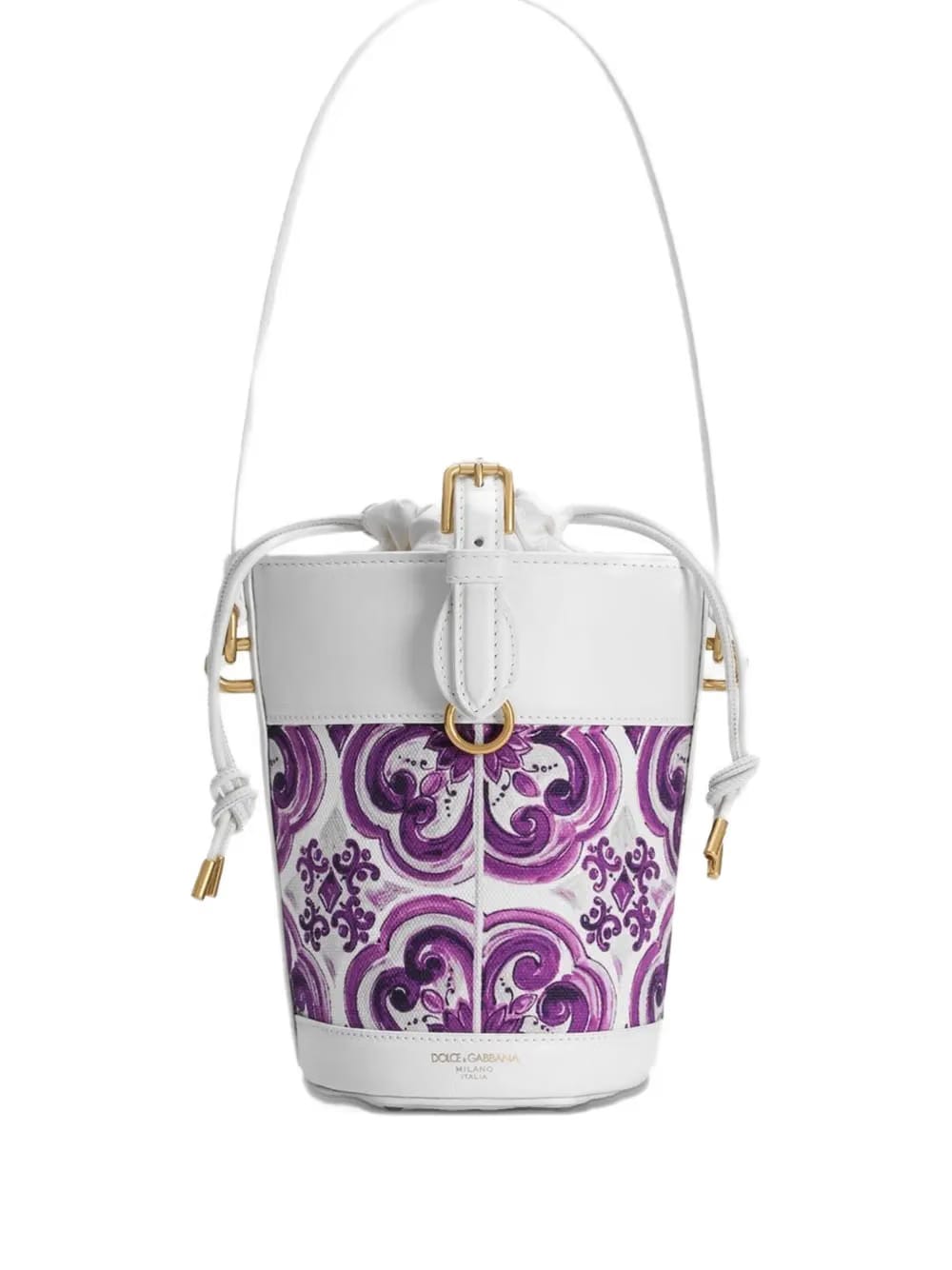 floral-print bucket bag