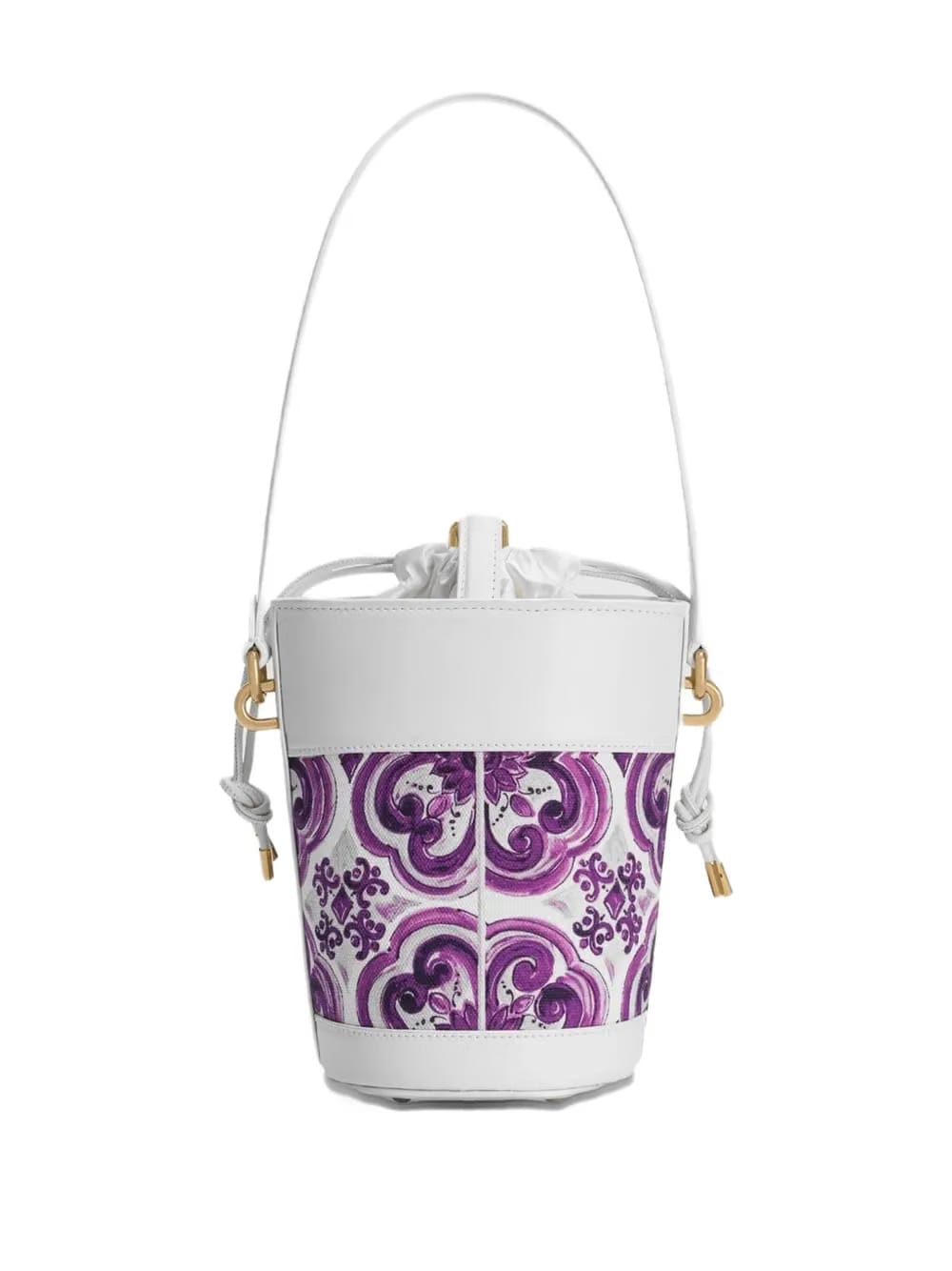 floral-print bucket bag