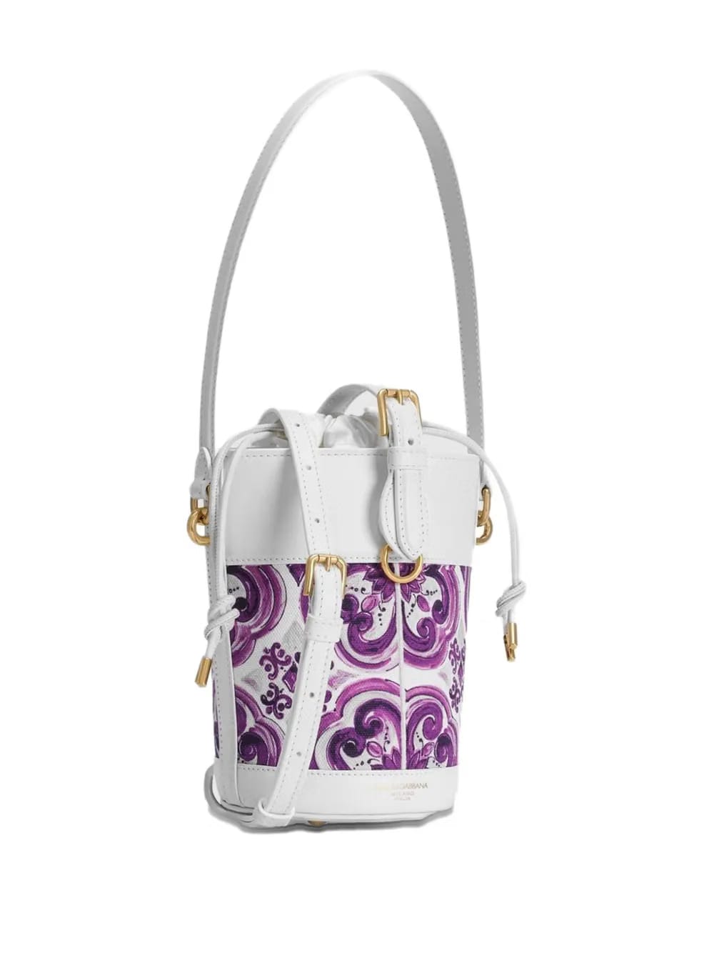 floral-print bucket bag