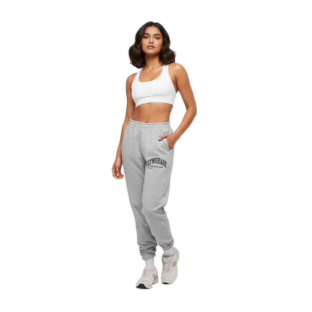 Gymshark Collegiate Graphic Joggers - Light Grey Core Marl
