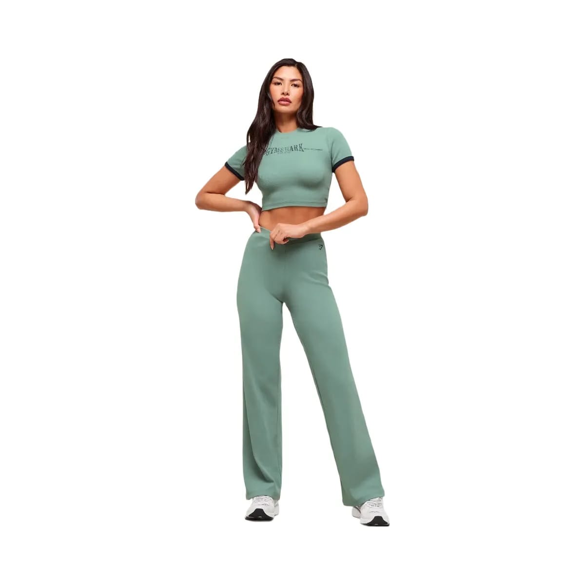 Gymshark Ribbed Cotton Straight Leg Pants - Celeste Blue/Heavy Blue