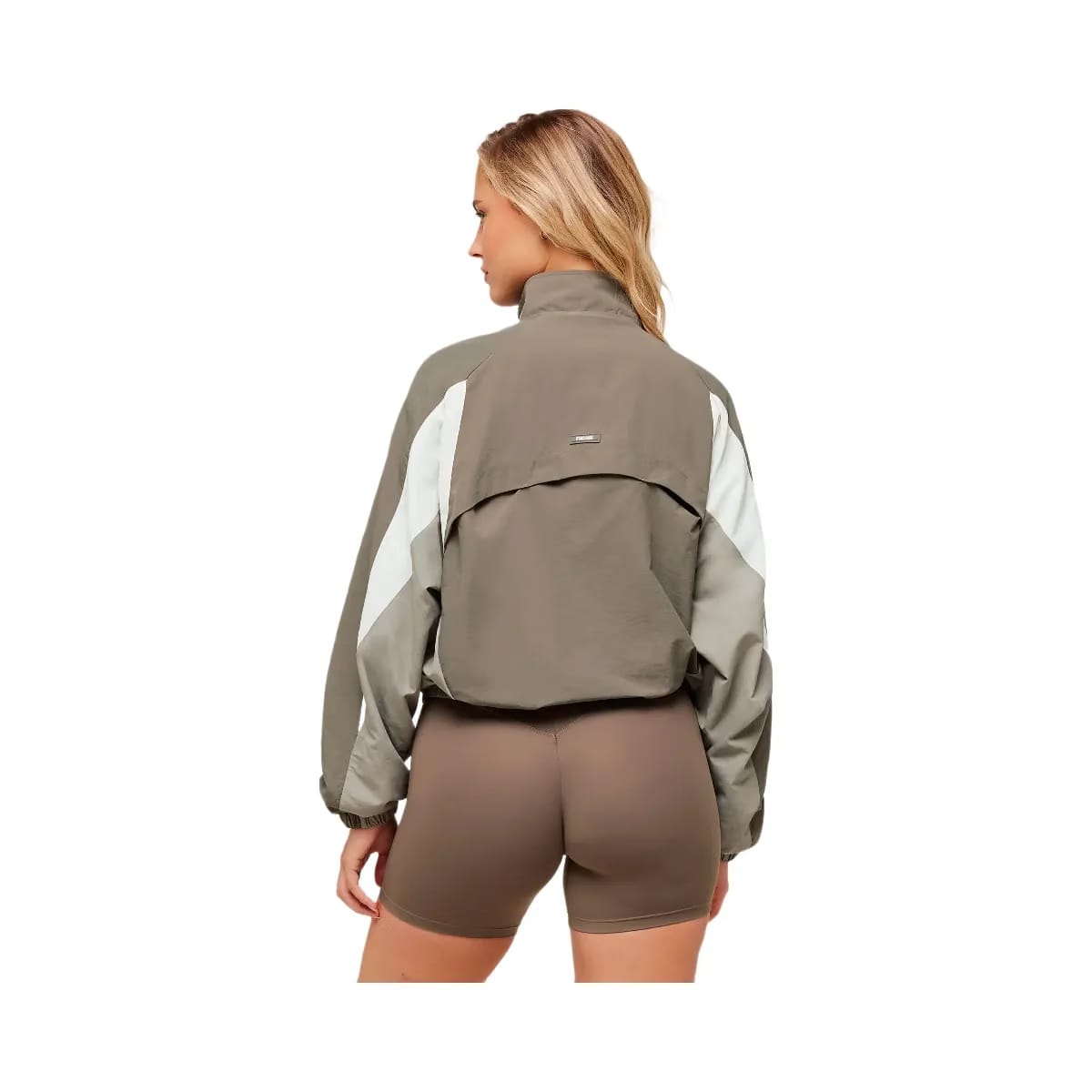 Gymshark Contrast Woven Jacket - Camo Brown/Linen Brown/Oat White