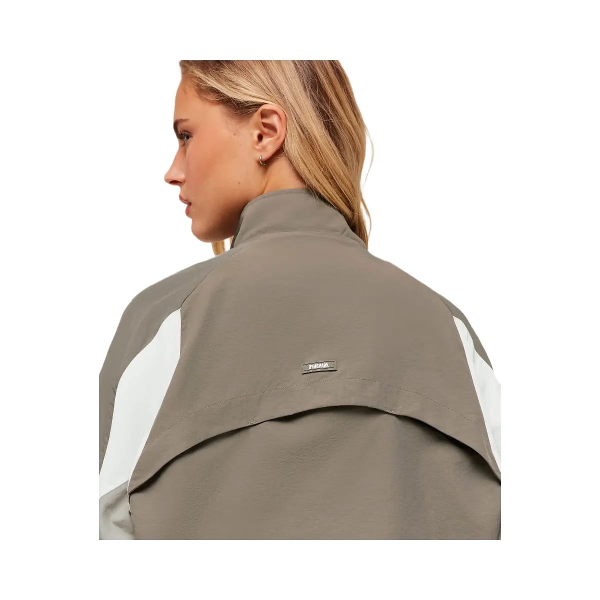 Gymshark Contrast Woven Jacket - Camo Brown/Linen Brown/Oat White