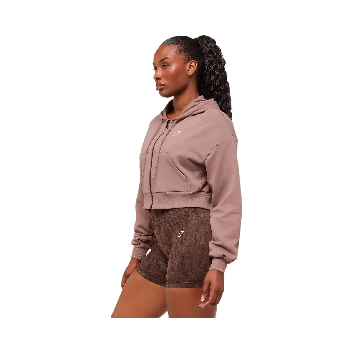 Gymshark Power Midi Zip Hoodie - Chestnut Pink