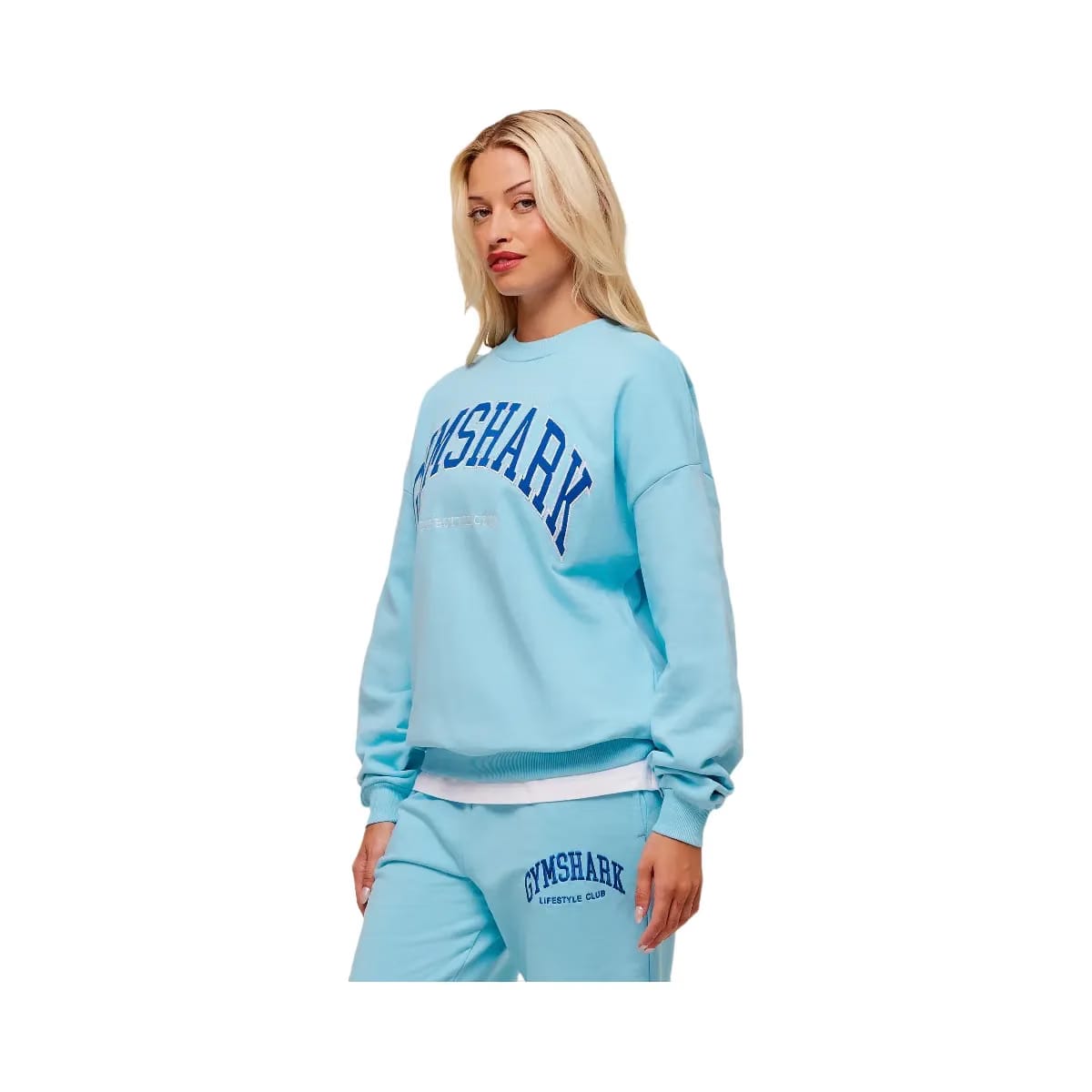 Gymshark Collegiate Graphic Crew Neck Pullover - Athletic Light Blue