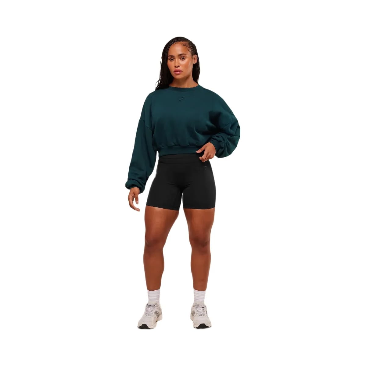 Gymshark Power Washed Sweat Top - Deep Petrol Blue/Acid Wash Small Ball