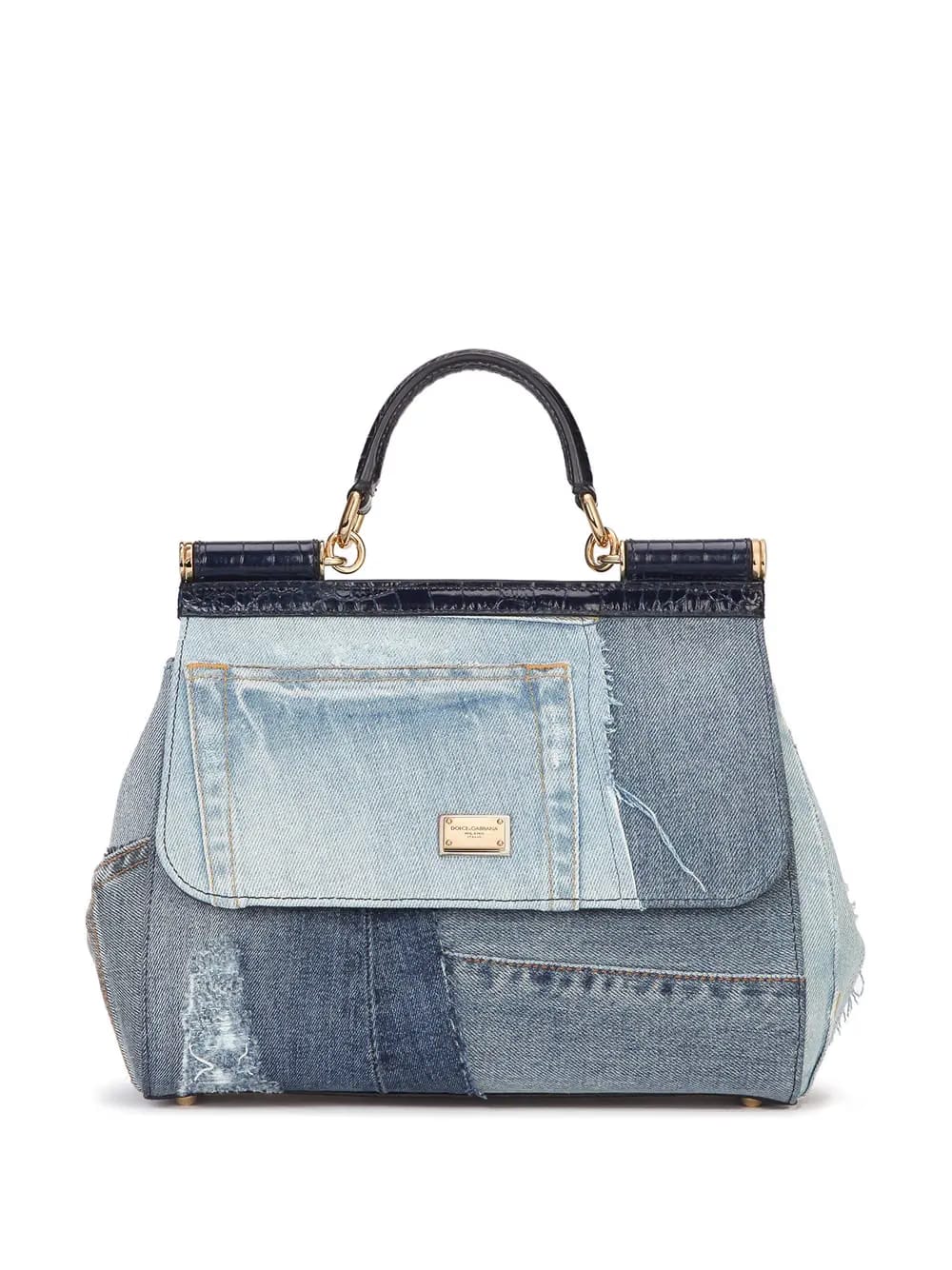 large Sicily patchwork denim shoulder bag