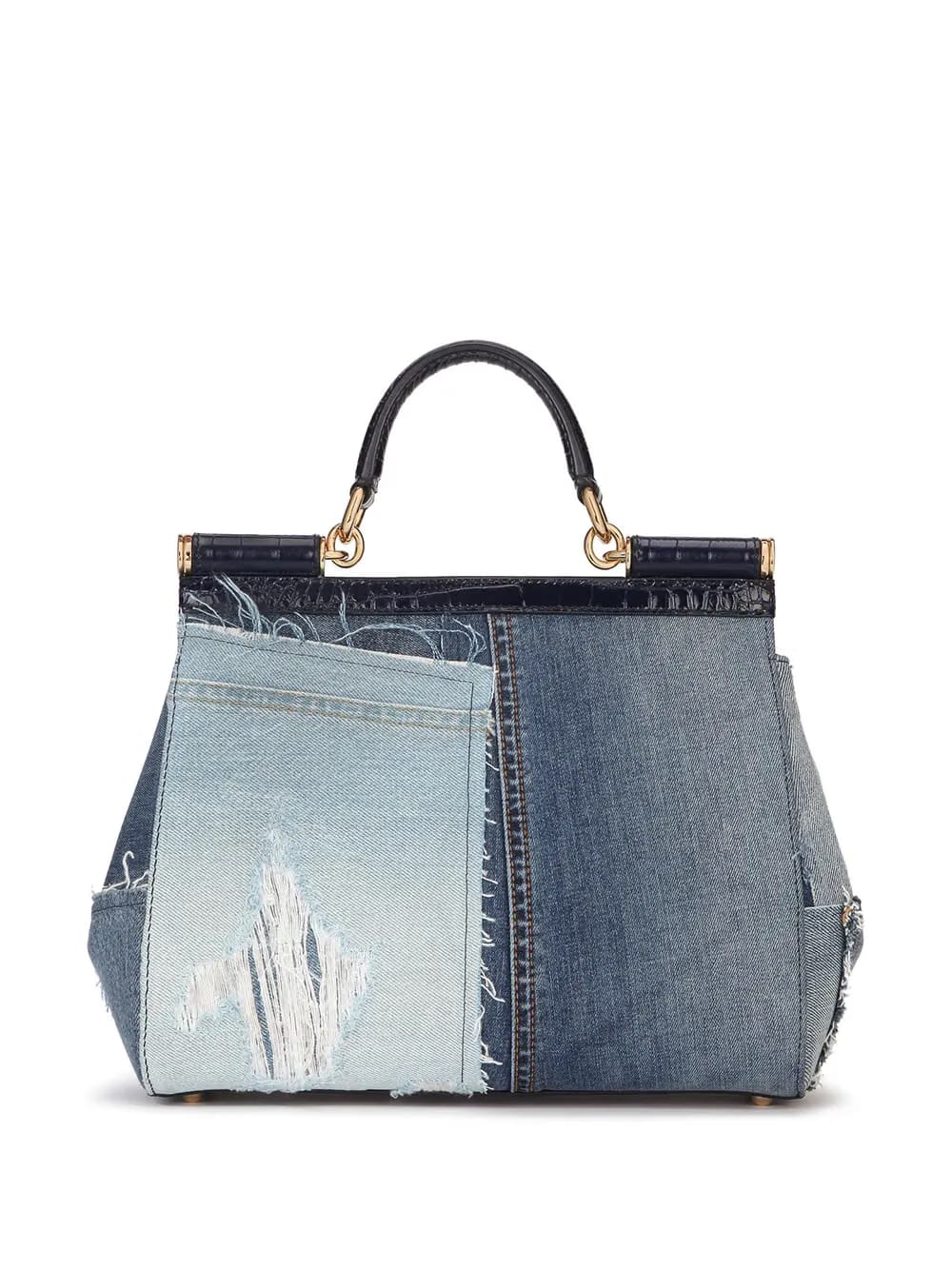 large Sicily patchwork denim shoulder bag