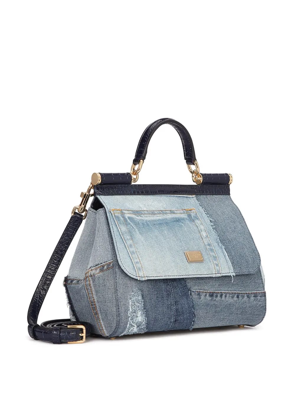 large Sicily patchwork denim shoulder bag