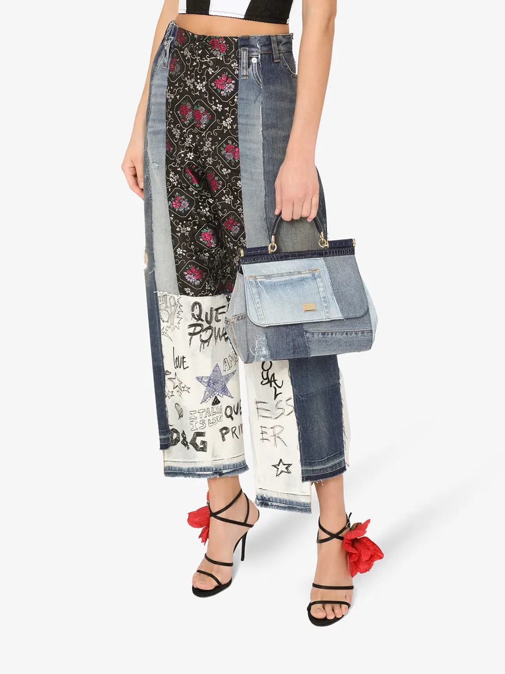 large Sicily patchwork denim shoulder bag