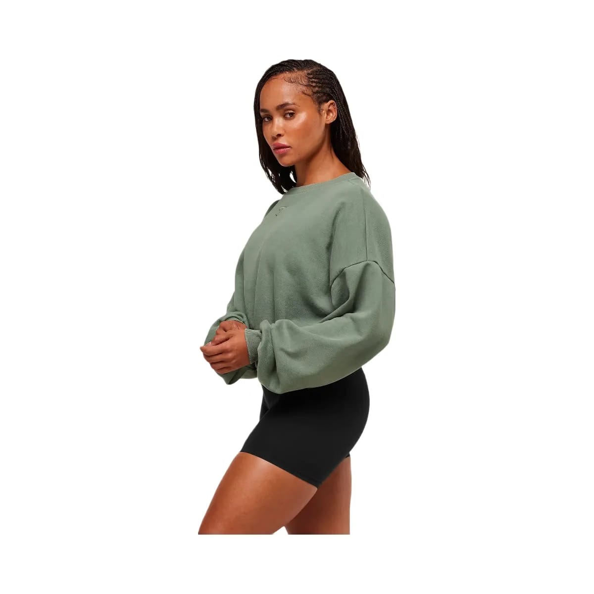 Gymshark Power Washed Sweat Top - Unit Green/Acid Wash Small Ball