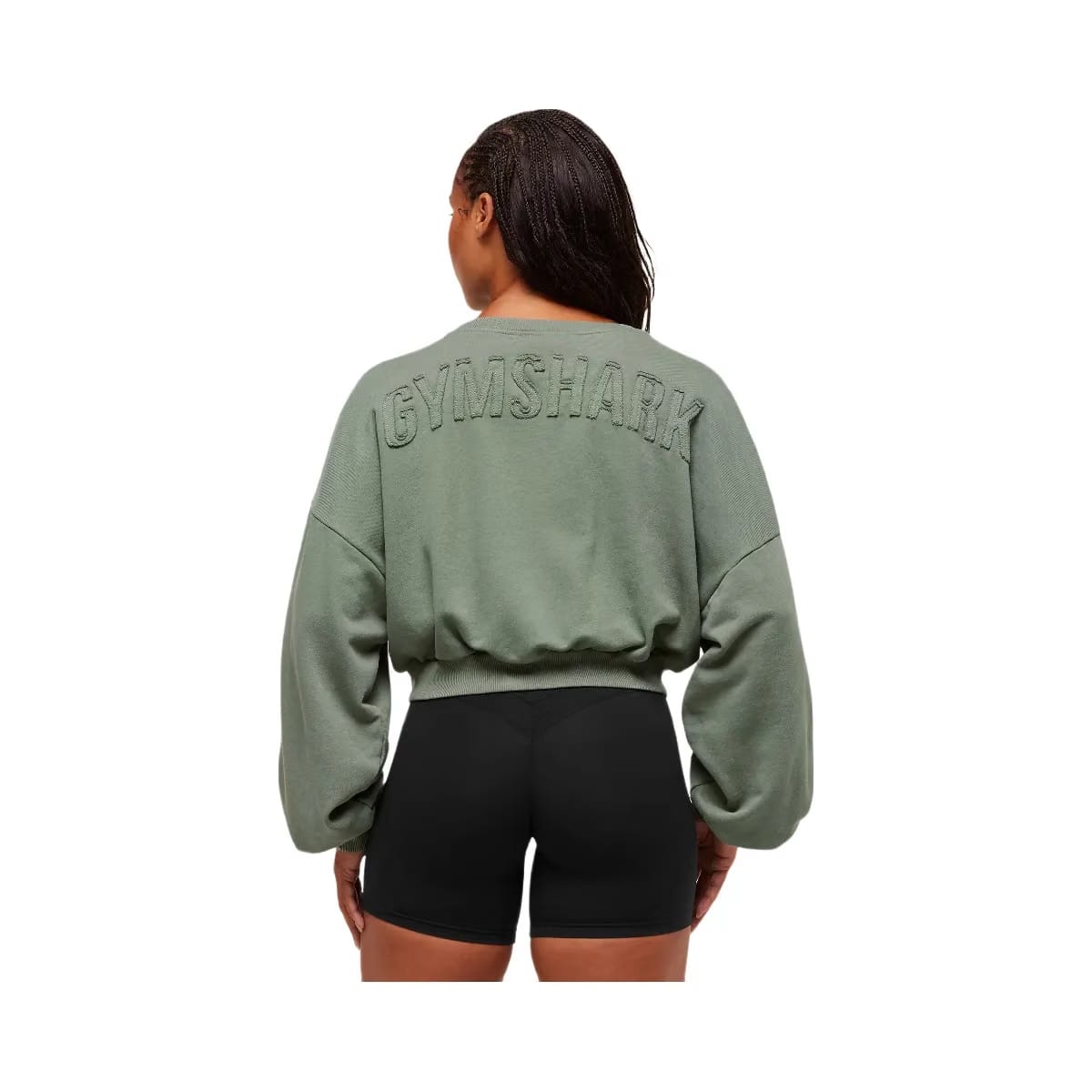 Gymshark Power Washed Sweat Top - Unit Green/Acid Wash Small Ball