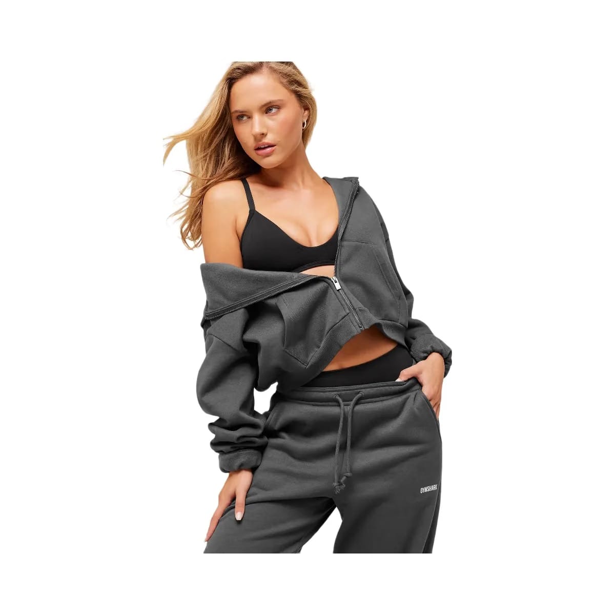 Gymshark Cosy Luxe Zip Through Hoodie - Onyx Grey