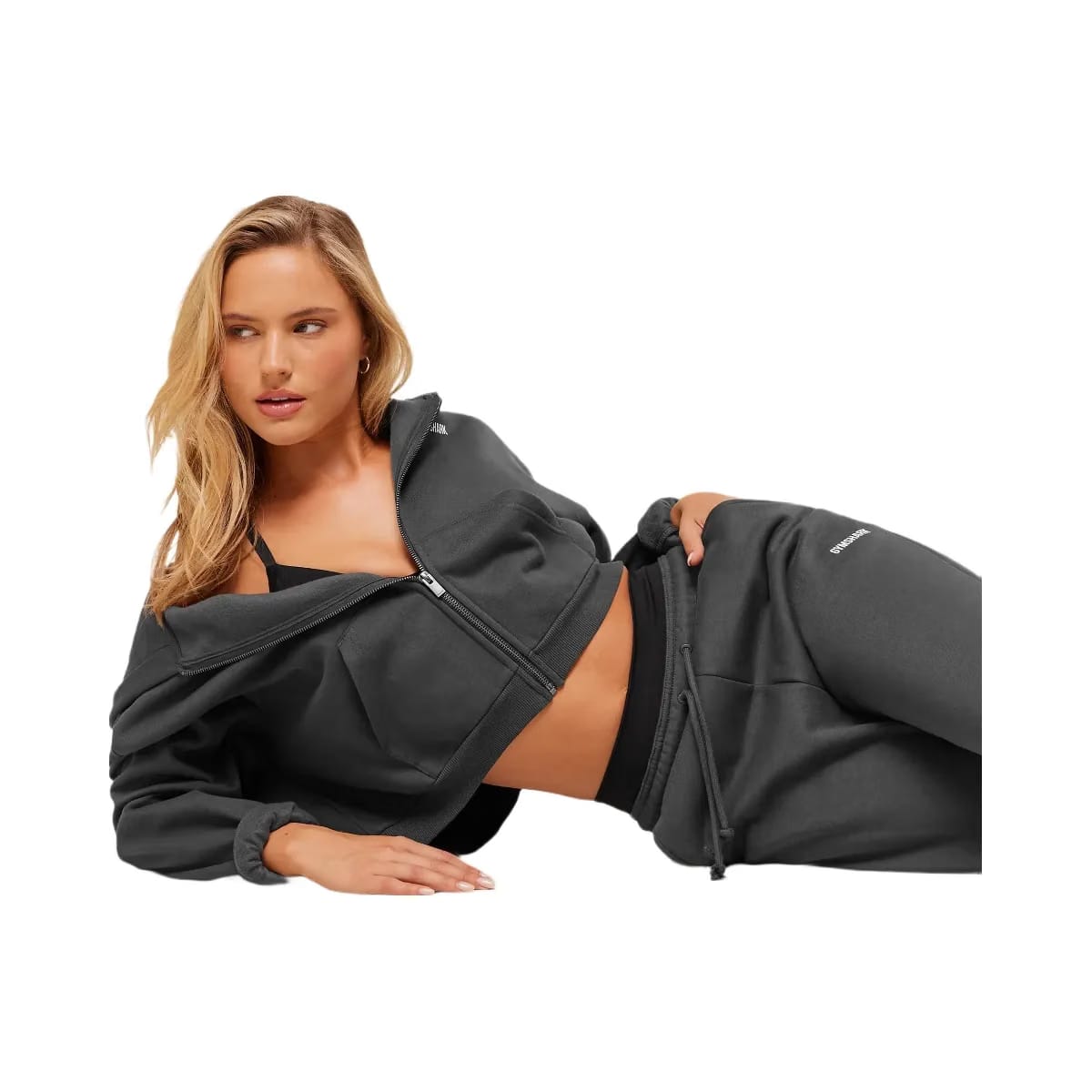 Gymshark Cosy Luxe Zip Through Hoodie - Onyx Grey