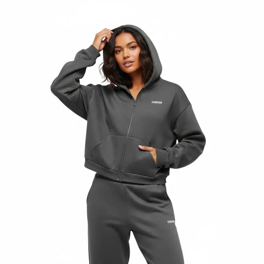 Gymshark Cosy Luxe Zip Through Hoodie - Onyx Grey