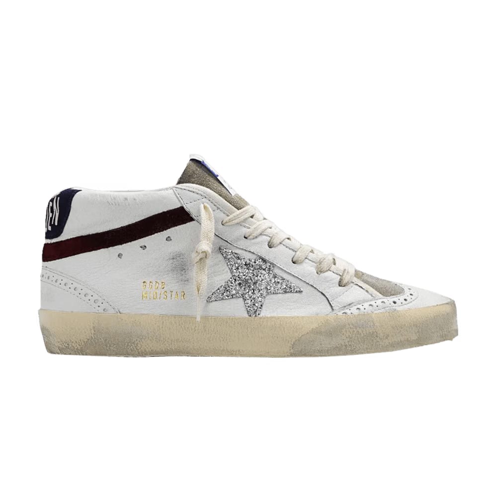 Golden Goose Wmns Mid Star 'White Silver Glitter'