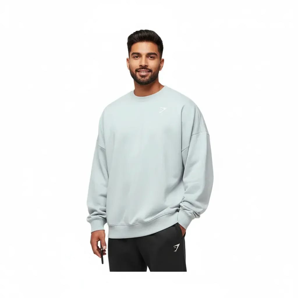 Gymshark Crest Oversized Crew - Smoke Blue