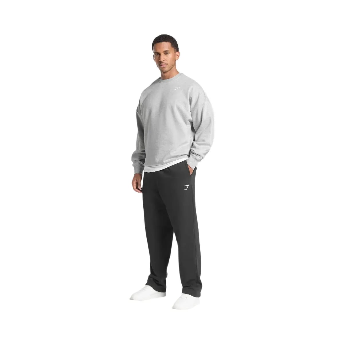 Gymshark Oversized Crest Crew - Light Grey Core Marl