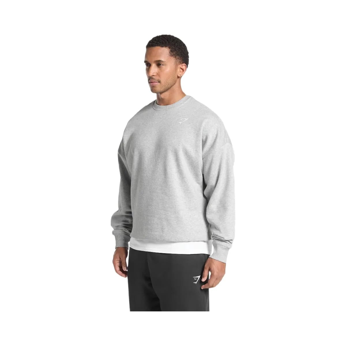Gymshark Oversized Crest Crew - Light Grey Core Marl