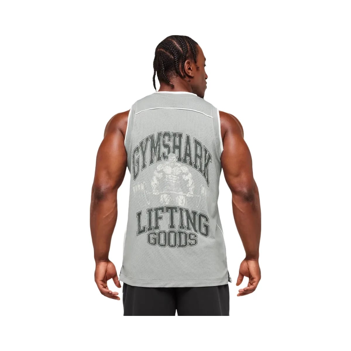 Gymshark Graphic Basketball Mesh Tank - Silver Grey