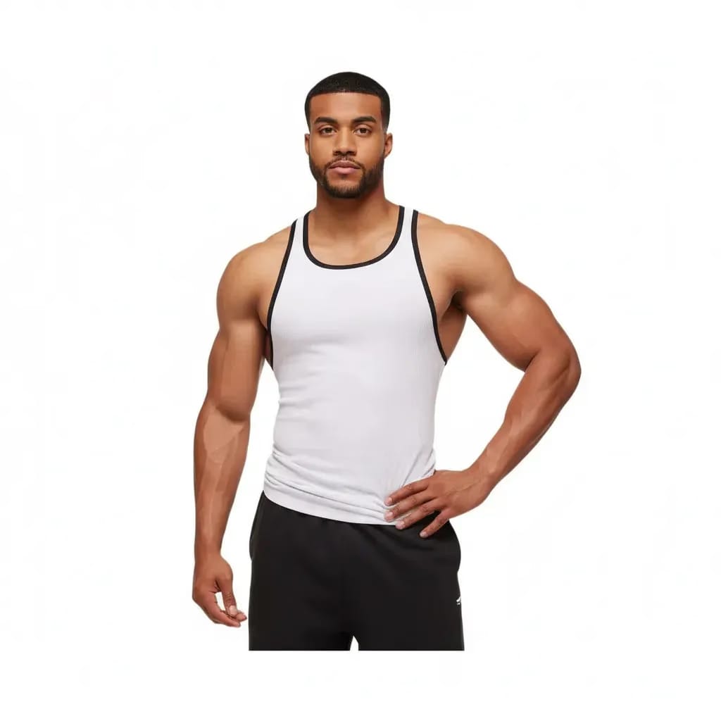 Gymshark Ribbed Tank 1PK - White/Black