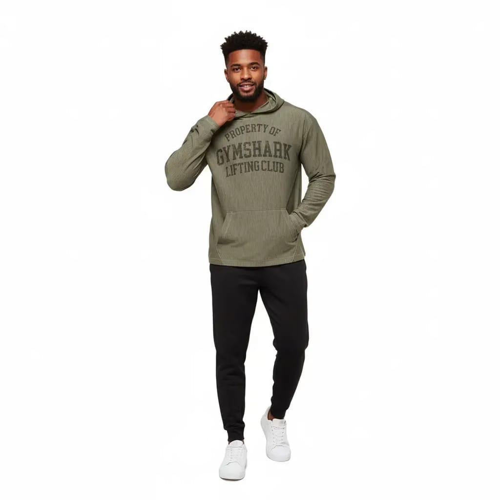 Gymshark Lightweight Slub Textured Hoodie - Utility Green