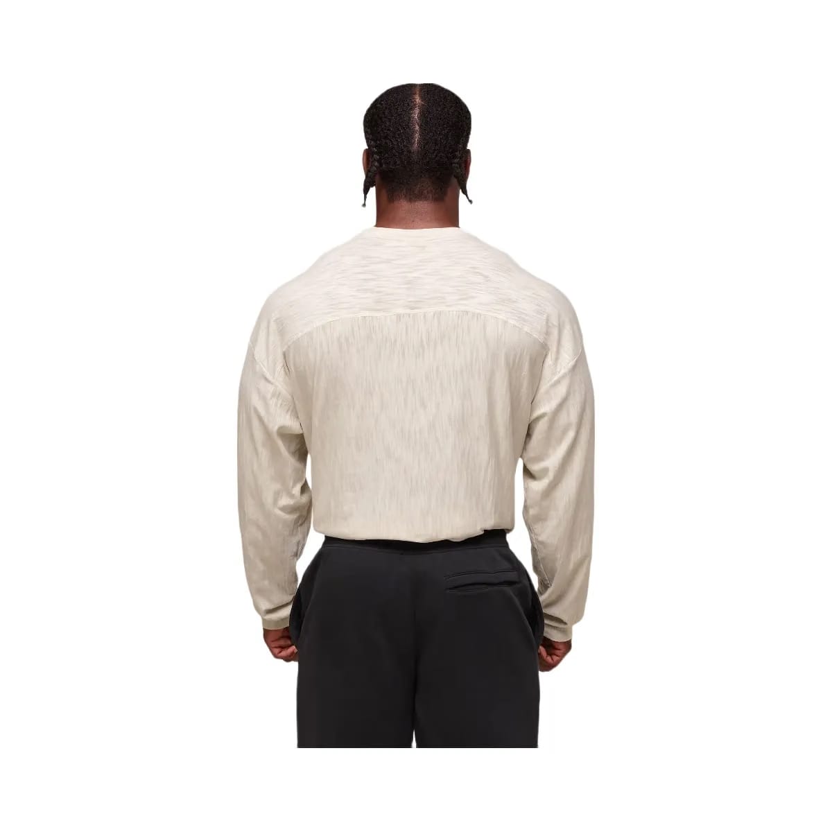 Gymshark Lightweight Slub Textured Lifting Authenticator OS LS T-shirt - Oat White