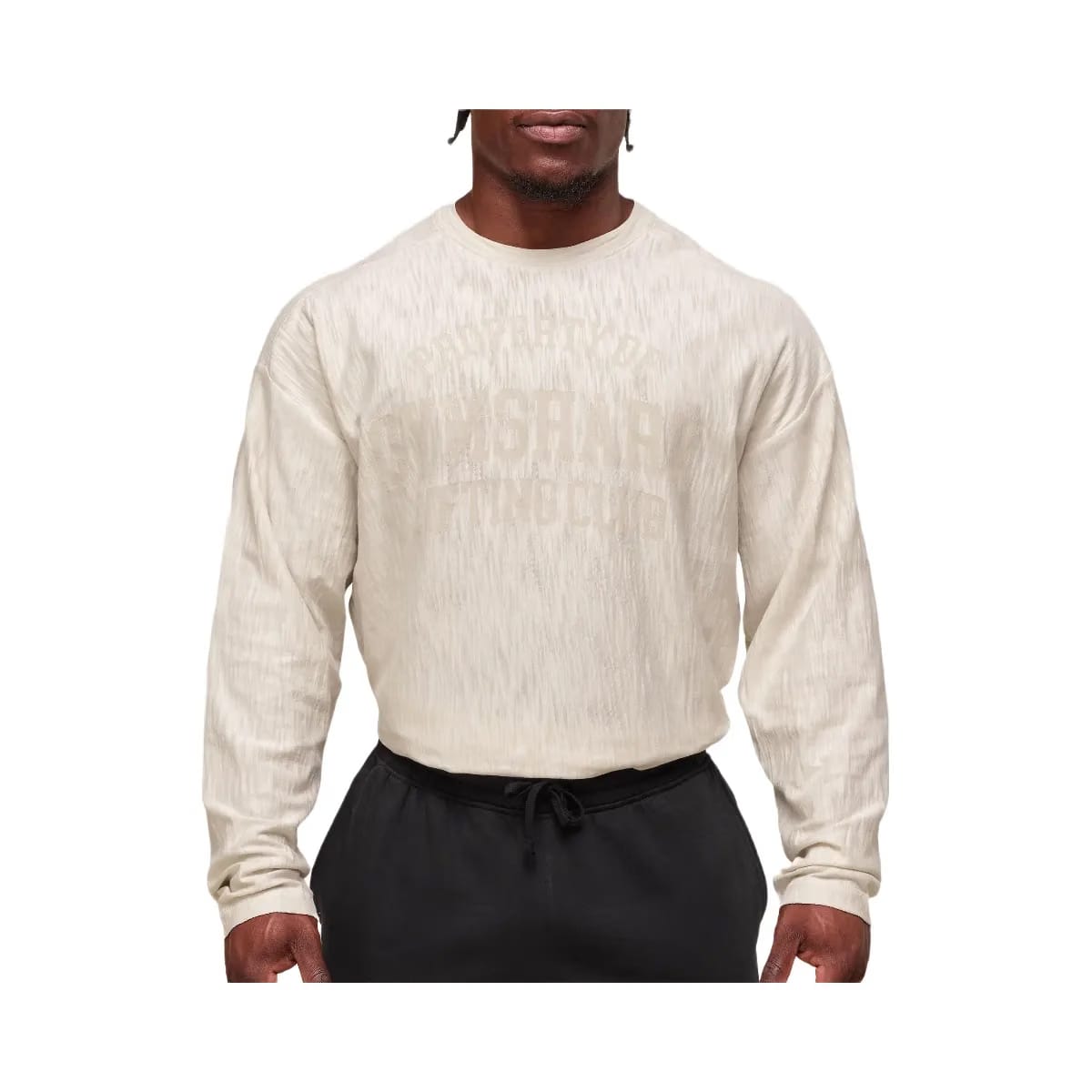 Gymshark Lightweight Slub Textured Lifting Authenticator OS LS T-shirt - Oat White