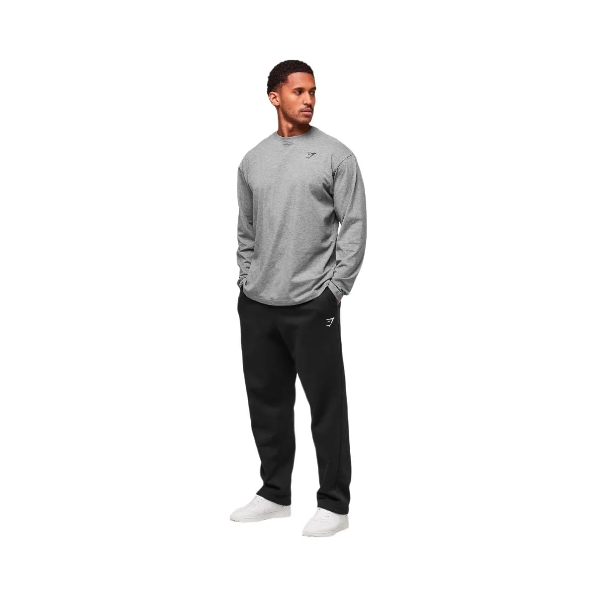 Gymshark Essential Oversized Long Sleeve T-Shirt - Charcoal Core Marl