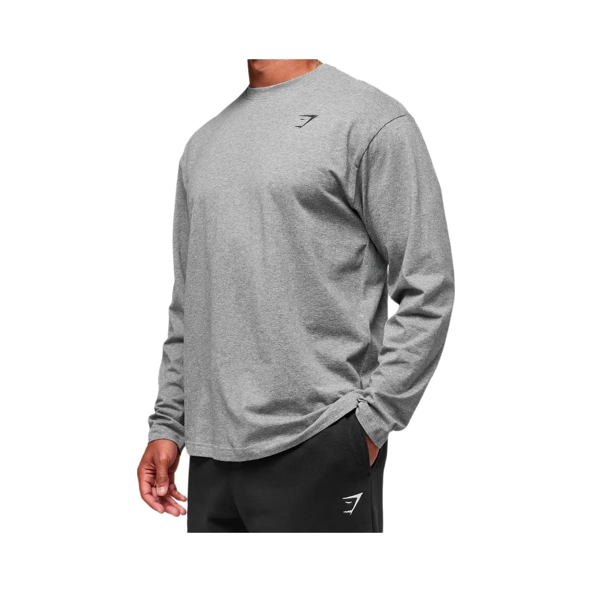 Gymshark Essential Oversized Long Sleeve T-Shirt - Charcoal Core Marl