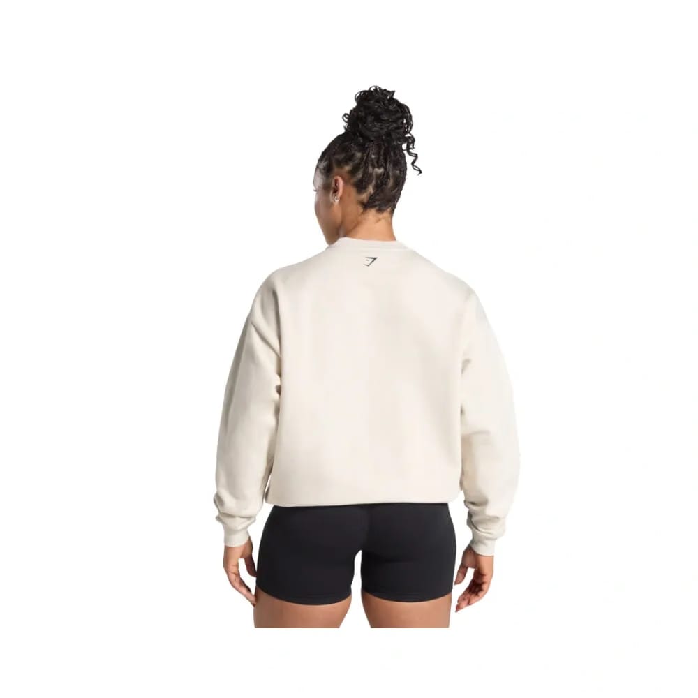 Gymshark Lifting Essentials Graphic Brushed Oversized Sweatshirt Oat White