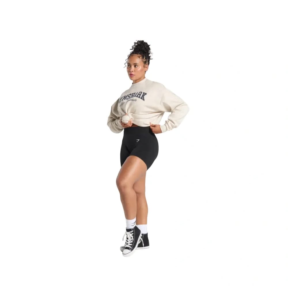 Gymshark Lifting Essentials Graphic Brushed Oversized Sweatshirt Oat White