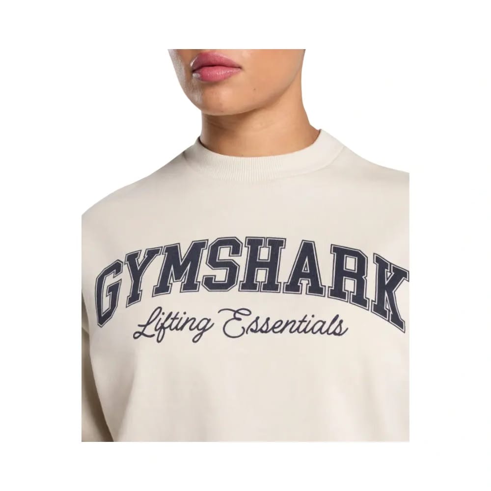Gymshark Lifting Essentials Graphic Brushed Oversized Sweatshirt Oat White
